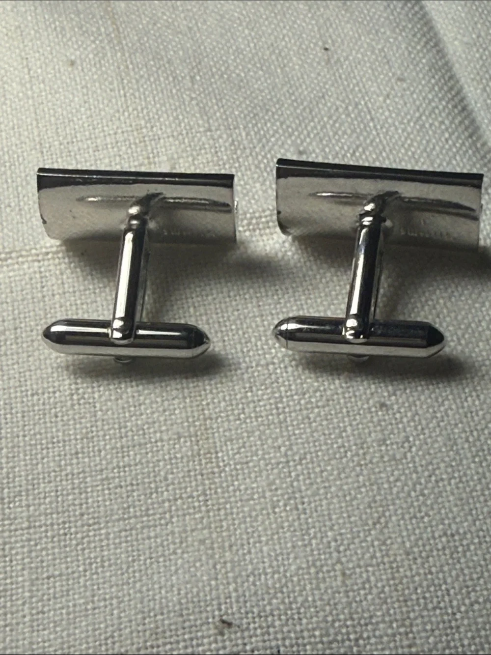 Silver Tone Men’s Cufflinks with Blue Accent Stones